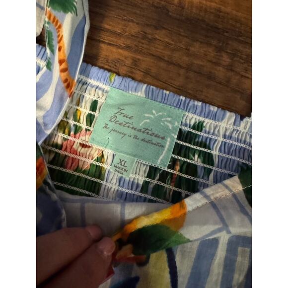 TRUE DESTINATIONS Tropical Toucan Print Tie Strap Midi Sundress Vacation Size XL - Picture 5 of 9